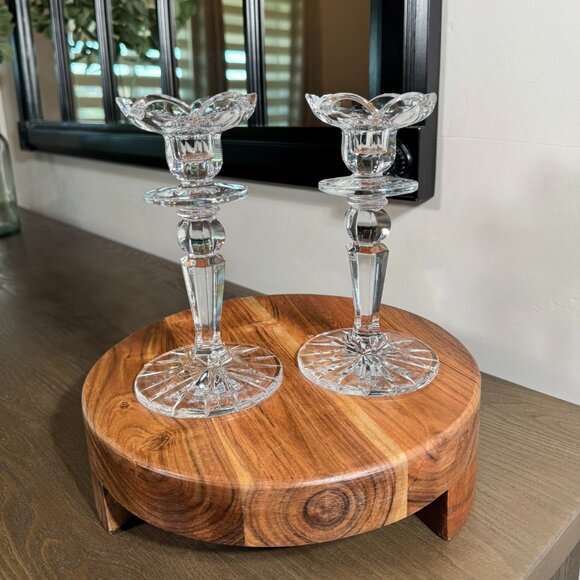 Elegant Clear Crystal Taper Candle Holders — Pair - Picture 4 of 14